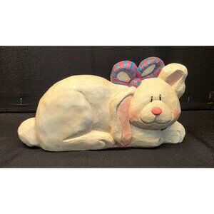 Vintage Resin Primitive Country Easter Bunny Figurine Spring Cottage Core Decor